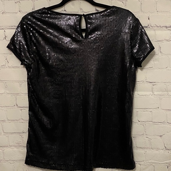 NWT Romeo & Juliet Couture BLACK SEQUIN SHIRT Keyhole Back with Button NEW YEARS - Picture 4 of 9